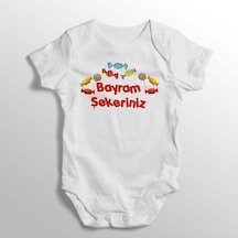 İmaj Tuğbababy Bayram Şekeriniz Yazılı Baskılı Bebek Zıbını Beyaz