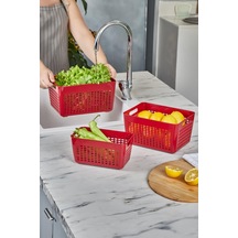 Selka Home 3'lü 7 Lt Lavin Süzgeç Bordo