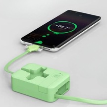 By Nevser Cep Tipi Telefon Tutuculu Makaralı Uzayıp Kısalabilen 3'ü 1 Arada Usb Şarj Kablosu B