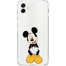 Samsung Uyumlu Galaxy A04 Köşe Korumalı Antişok Kapak Mickey Mouse Tasarımlı Şeffaf Kılıf