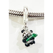 Bambusunu Tutan Panda Sallantılı Charm Gümüş
