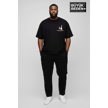 Superlife Erkek Büyük Beden Yelken Baskılı 3xl-6xl Bisiklet Yaka Tshırt Spr26bts510-11 Siyah