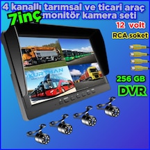 7 İnç Dvr Ekran Ve 4 Ad Beyaz Ledli Kelebek Kamera Set 12 Volt
