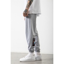 Altamira Unisex Gri Kelebek Baskılı Paça Lastikli Oversize Eşofman 001