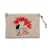 The Exploited Not Dead Punks Krem Clutch Cüzdan / El Çantası Krem