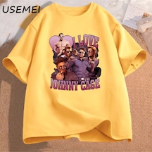 Flood Of Style Ben Aşk Johnny Kafes T-shirt Erkek Giyim Tshirt Baskılı Pamuk Kısa Kollu Video Oyunu T Shirt Sarı