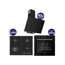 Flowart Turbolu Silenart QBL62CS - NT025WFA - D077SA Siyah Cam Ankastre Set