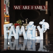 El Yapımı Dekoratif "aile" Tabelası Tavşan Heykelleri İle - Ev