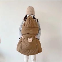 Flybuy Yüksek Sonbahar Sıcak Rüzgar Canlı Renkli Pelerin Ön Köri Kış Kayış Kapak Kalınlaştırılmış Ikkb Geçirmez Bebek Battaniye Ayı Kahverengi