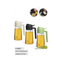 3 Adet Çift Fonksiyonlu Yağdanlık 550ml Zeytinyağı Sıvıyağ Cam Şişe Sprey Airfryer Yağlık Sirkelik