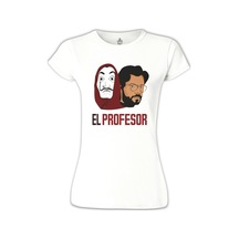 La Casa De Papel - El Profesor Beyaz Kadın Tshirt 001