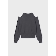 Mayoral Gri Kız Çocuk Omuzları Açık Kazak 7312 Gri