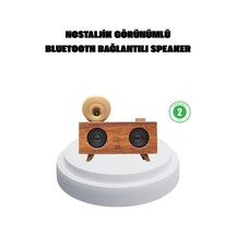 Bluetooth Gramofon Speaker Çift Hoparlörlü, Fm Radyo, Usb, Sd Kart Ve Aux Girişli