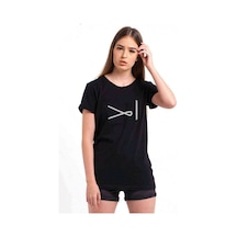 Türk Boyları Pecenek Baskılı Siyah Kadın Tshirt