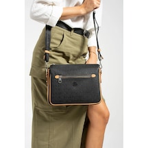 Just Polo Kadın Baskılı Omuz Çantası Shopper Siyah - Camel