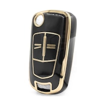 Lüx Opel Astra H Corsa D 2 Buton Nano Koruma Anahtar Kılıfı Siyah Gold Renk