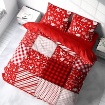Monohome Ekose-1526  Yılbaşı Merry Christmas 3D Lastiksiz Pamuk Saten Çift Kişilik Nevresim Takımı