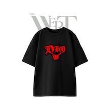 Thewert Dio Rock Hand Tasarım Baskılı Ünisex Siyah Oversize T-shirt