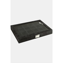 24 - 273 - Bölmeli Cam Kapaklı Anfora Kumaş Sunum Tablosu 24x34 - Edntrend - Cm Siyah