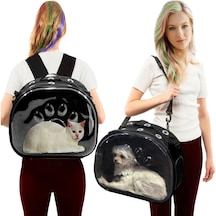 Microcase AL3081 Fly Bag Kedi Köpek Taşıma El Omuz ve Sırt Çantası Siyah
