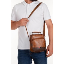 Newish Polo Taba Vegan Deri Erkek Çapraz Omuz Ve El Çantası Günlük,seyahat,özel Günlerde Kullanıma Uygun - Erkek Taba