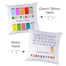 Öğrenciye Hediye Alfabe Ve Çarpım Tablosu İsimli Yastık Seti
