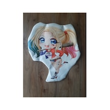 Ow Bag Harley Quinn Desenli Şekilli Tasarım Chibi Karakter Yastık Çok Renklı