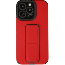 Newface Apple Uyumlu iPhone 13 Pro Kılıf Mega Standlı Silikon - Kırmızı Kırmızı