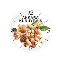 Kişiye Firmaya Özel Kuruyemiş Çap 30cm Sessiz Akar Bombeli Gerçek Cam Duvar Saati Siyah