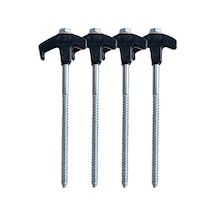 Symbee Karbonseliksiyenli 8x200mm Konik Tente Çivi 4 Adet + Çekmeceli Çanta - Siyah, Güneşlik/çadır Aksesuarı Siyah