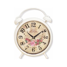Çiçek Demeti Desenli Çalar Saat Görünümlü Masa Ve Duvar Saati Çok Renkli