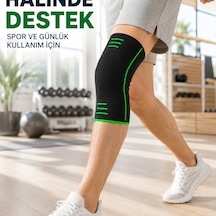 Örme Spor Dizlik Siyah Yeşil Esnek Diz Destekleyici Günlük Kullanım