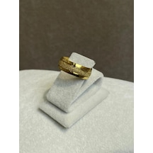 Yeni Sezon Vip Seri Paslanmaz Çelik Altın Kaplama Kumlu Alyans Yüzük Gold