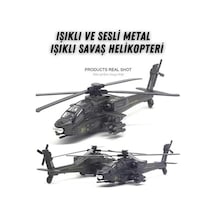 23 Cm Sesli Işıklı Metal Helikopter Oyuncak Çek Bırak Ses Ve Işık Dayanıklı Model Helikopter