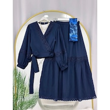 Lovie Moda Kadın Yanı Bağcıklı İkili Takım - Lacivert