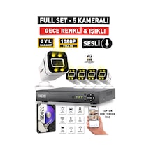 Sesli - 5 Kameralı Fullhd Gece Renkli Ve Işıklı Güvenlik Kamerası - Kamera Seti 320gb Disk