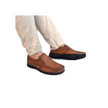 Fiyra Fth04 Kahverengi Hakiki Deri Kaymaz Bağacaksız Erkek Ayakkabı Kahverengi