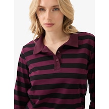 Kadın Polo Yaka T-shirt 60583 - Siyah SIYAH