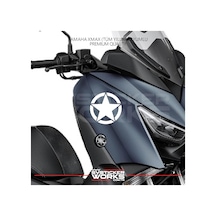 Yamaha Xmax Yıldız Sticker Yan Grenaj Desen İkili Sticker Beyaz