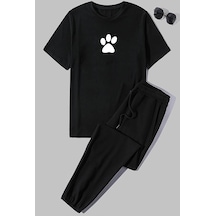 Uyguntarz Unisex Paw 2'li Eşofman Takımı Siyah