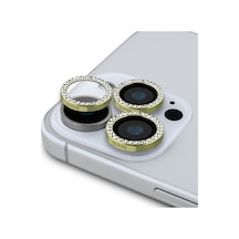 Apple Uyumlu   iPhone 17 Pro Guess Lisanslı Rhinestone Taşlı Lens Koruyucu Gold