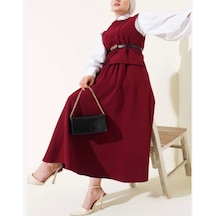 Lovie Moda Kadın Çapraz Düğmeli Etekli Takım Bordo
