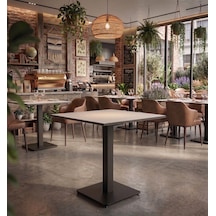 Premium Kompakt Laminat Kare - Cafe Restoran Ev Yemek Masası 60x60 Cm Beyaz Tablalı Siyah