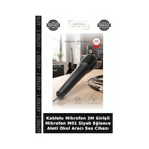 Kablolu Mikrofon 3m Girişli Mikrofon M01 Siyah Eğlence Aleti Okul Aracı Ses Cihazı