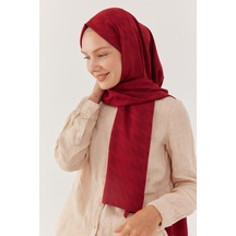 Mirsoy Scarf Kazayağı Desen İpeksi Jakar Şal - Bordo Bordo