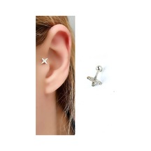 Zirkon Taş Detaylı Yıldız Figürlü 925ayar Gümüş Tragus Helix Kikirdak Piercing Gümüş
