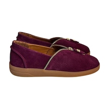 Tufan Shoes Mürdüm Hakiki Süet Deri Fermuar Detay Comfort Günlük Ayakkabı Mürdüm