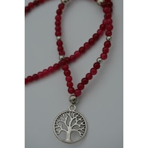 Stoneage Jade Doğal Taşlı Hayat Ağacı Kadın  Kolye Çok Renkli