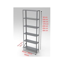 6 Katlı Galvaniz Çelik Raf - Depo, Arşiv, Kiler, Dosya, Market Rafı 59x60 Cm-300 Cm-1.00 Mm