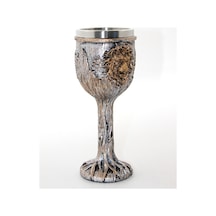 1 Adet Paslanmaz Çelik Aslan Büstü Kadeh Bardak Dekoratif Metal Kupa Goblet Cup Lion Bust Tasarım 19x7 Cm